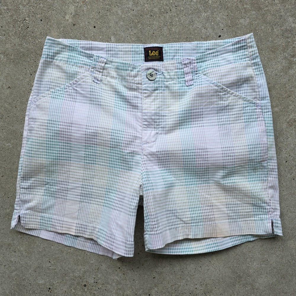 Lee Shorts Size 10 Pastel Colorful Gingham Check Retro Preppy Coastal Soft Girl